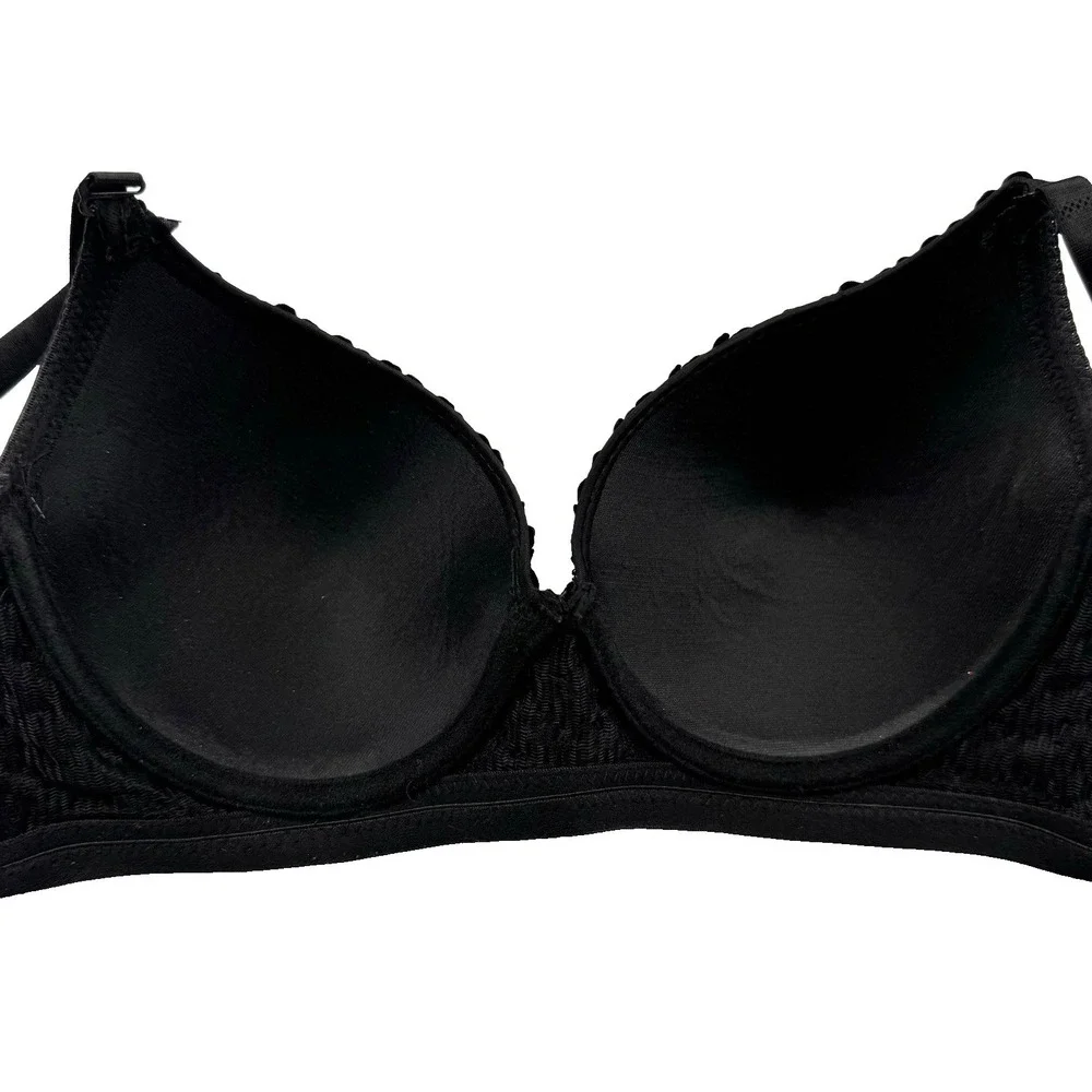 Black Beaded Sequin Bra 38 Band‎ Dance Costume Festival Rave Padded Convertible
